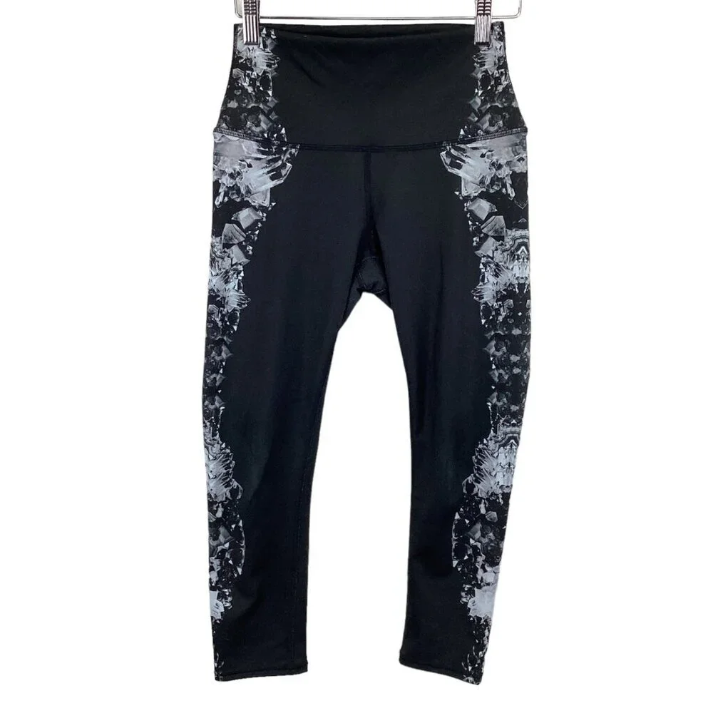 Alo Women's High-Waist Black &‎ White Crystal Print Leggings Size XS Xsmall
